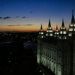 LDS temple at night